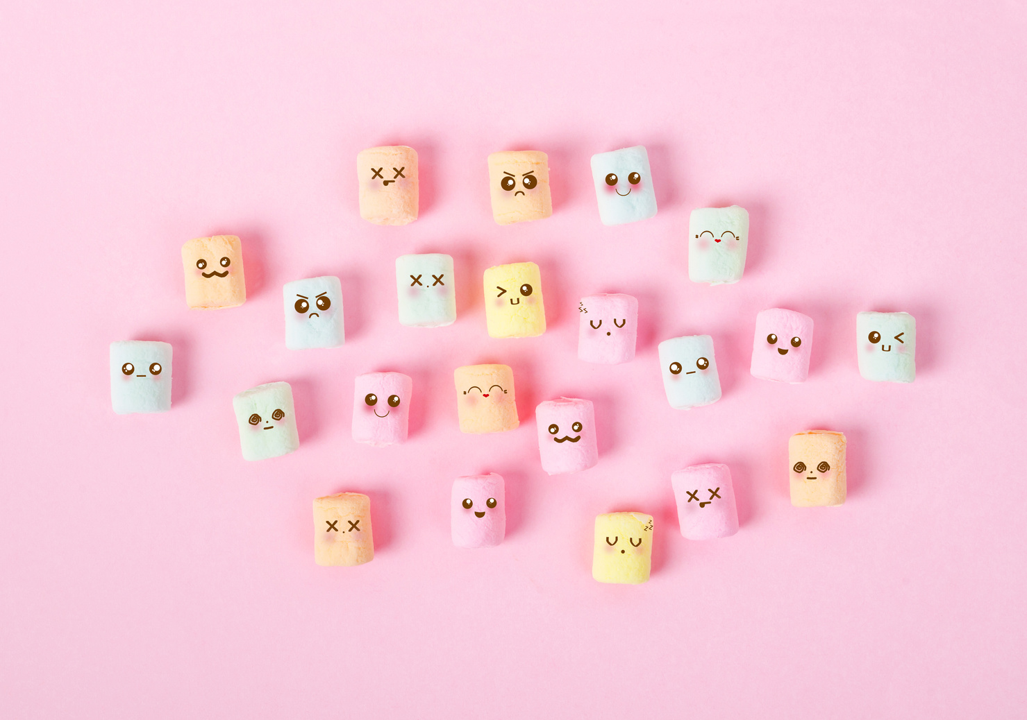 Cute marshmallow with emotion face